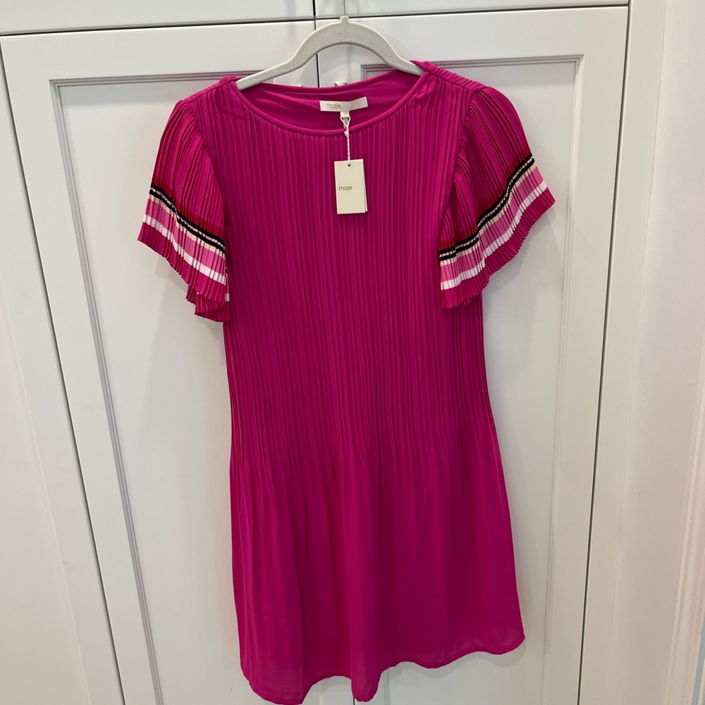 Maje Pleated Shift Dress, NWT